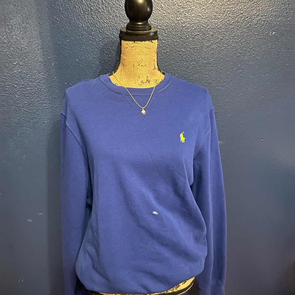 Ralph Lauren Royal Blue Crewneck Sweatshirt with Yellow Pony